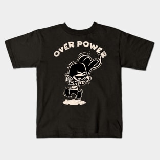 Drawing retro Vintage 80s and 90s kids over power Kids T-Shirt